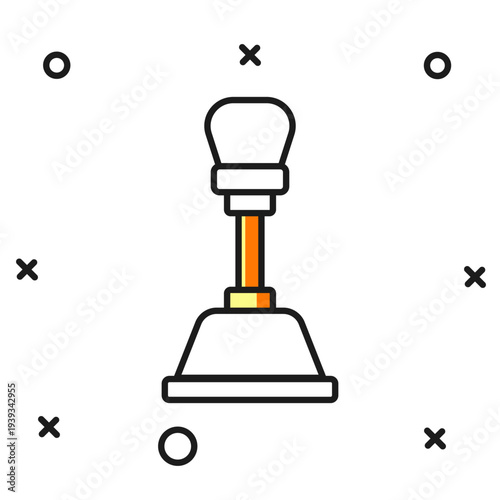 Filled outline Gear shifter icon isolated on white background. Manual transmission icon. Flat filled outline style with shadow. Vector