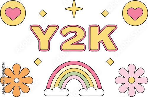 Y2K Style Design Elements Collection. Retro Futuristic Y2K Elements Set. Y2K Aesthetic Digital Elements Pack. Y2K Trend Inspired Elements Collection. Millennium Style Y2K Elements Concept. Retro Tech