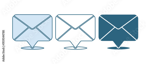 Blue Envelope icon isolated on white background. Email message letter symbol. Vector