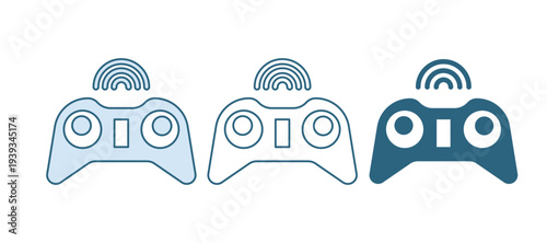 Blue Wireless gamepad icon isolated on white background. Game controller. Vector