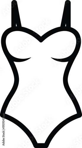 Vector of a minimalist one-piece swimsuit with a sweetheart neckline and thin straps