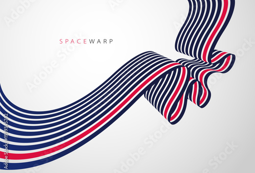 Bent stripes in 3D perspective vector abstract background, curve lines wallpaper abstraction, road speed highway design, minimal graphic design.