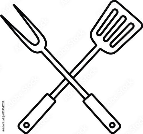 Vector featuring a spatula and fork crossed over each other