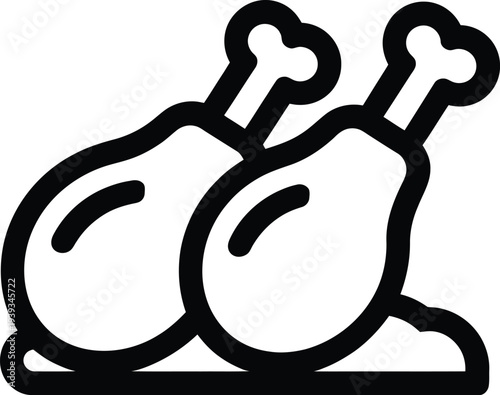 Minimalist vector of two drumsticks resting on a platter with exposed bones