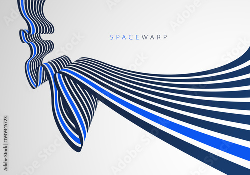 Bent stripes in 3D perspective vector abstract background, curve lines wallpaper abstraction, road speed highway design, minimal graphic design.
