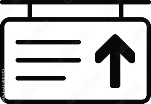 Vector of a hanging signboard with an upward arrow and horizontal lines