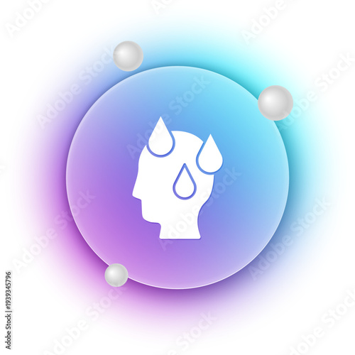 White High human body temperature or get fever icon isolated on white background. Disease, cold, flu symptom. Blue and purple gradient circle background. Vector