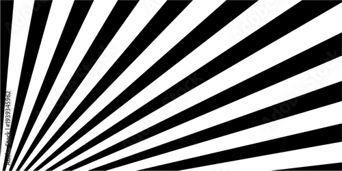 Dynamic black and white radial lines emanating from a corner, creating a stark, high-contrast optical illusion effect, perfect for abstract backgrounds and graphic design projects