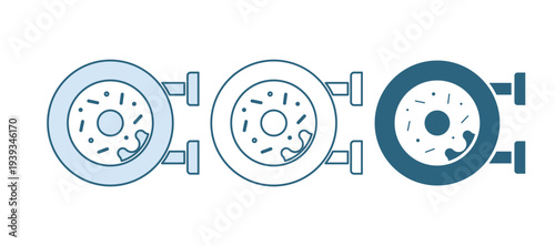 Blue Donut with sweet glaze icon isolated on white background. Vector