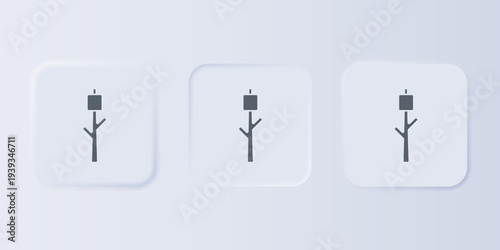 Grey Marshmallow on stick icon isolated on grey background. Set icons in square buttons. Vector