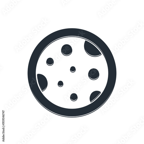 Black Petri dish with bacteria icon isolated on white background. Vector