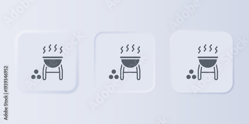 Grey Barbecue grill icon isolated on grey background. BBQ grill party. Set icons in square buttons. Vector