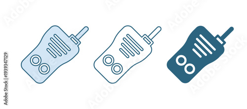 Blue Walkie talkie icon isolated on white background. Portable radio transmitter icon. Radio transceiver sign. Vector