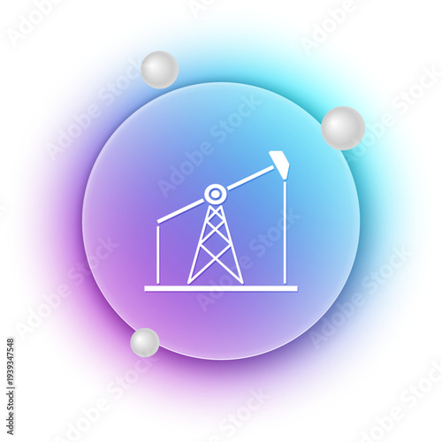 White Oil pump or pump jack icon isolated on white background. Oil rig. Blue and purple gradient circle background. Vector