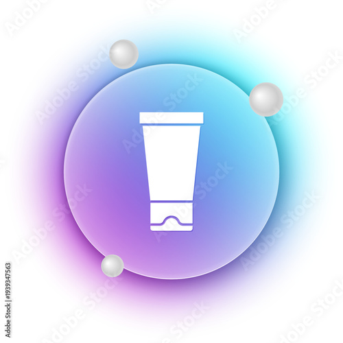 White Cream or lotion cosmetic tube icon isolated on white background. Body care products for woman. Blue and purple gradient circle background. Vector