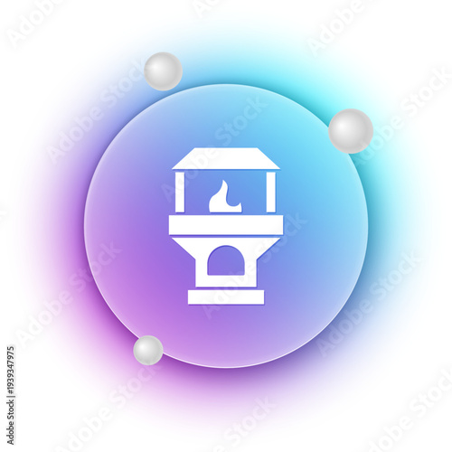 White Brick stove icon isolated on white background. Brick fireplace, masonry stove, stone oven icon.Blue and purple gradient circle background. Vector