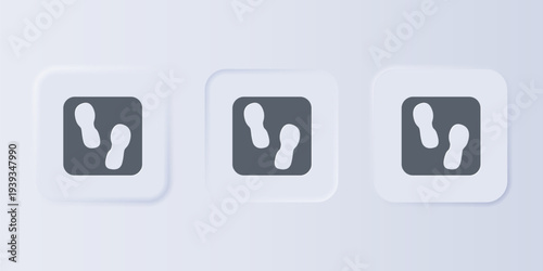Grey Human footprints shoes icon isolated on grey background. Shoes sole. Set icons in square buttons. Vector