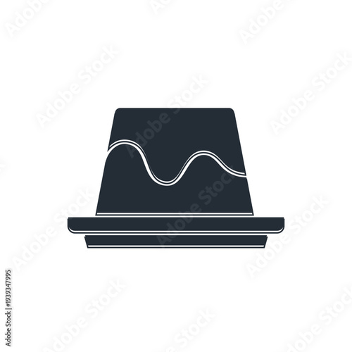 Black Pudding custard with caramel glaze icon isolated on white background. Vector