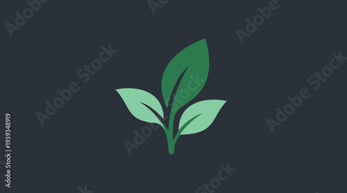 A simple yet striking logo showcases two overlapping green leaves, representing growth, nature, and sustainability in an elegant and modern design, ideal for eco-focused brands.