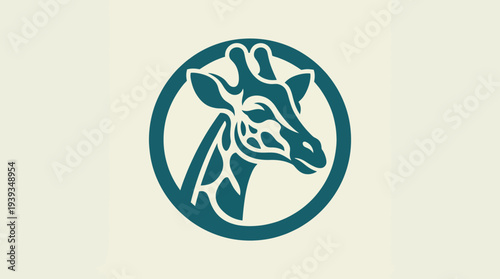 This logo features a stylized giraffe head within a circle, emphasizing elegance and minimalism, showcasing balance between nature and design in a contemporary style.