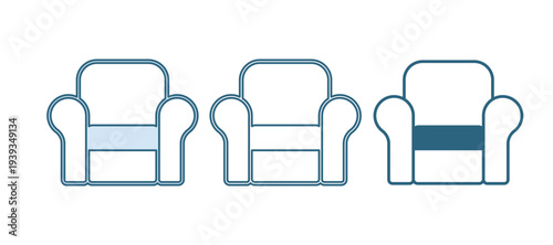 Blue Armchair icon isolated on white background. Vector