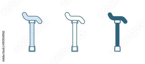 Blue Walking stick cane icon isolated on white background. Vector
