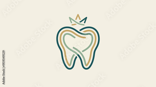This illustration features a stylized tooth intertwined with a crown, symbolizing dental care, royalty, and health, perfect for dental clinics or health-related brands.