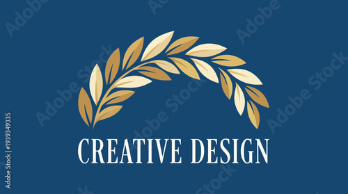 An elegant olive branch logo in gold tones symbolizes peace, success, and creativity, making it ideal for branding in creative agencies, wellness centers, or eco-friendly businesses.