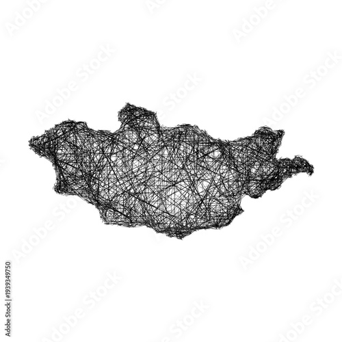 Sketch Mongolia outline map design