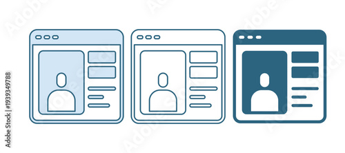 Blue Dating app online laptop concept icon isolated on white background. Female male profile flat design. Couple match for relationship. Vector