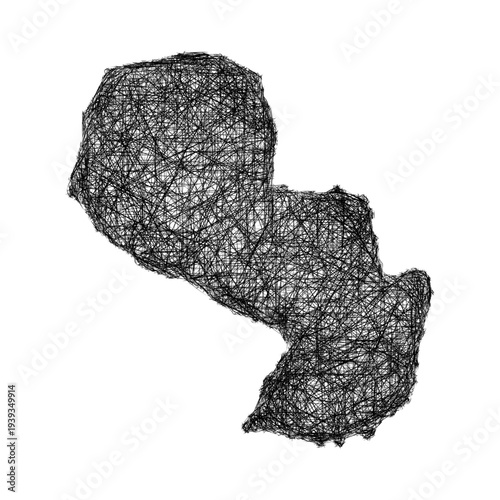 Sketch Paraguay outline map design