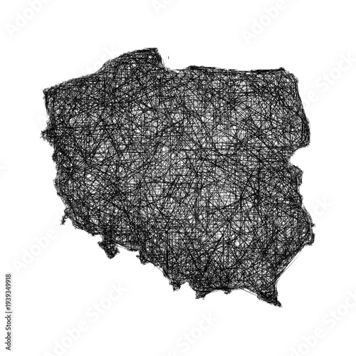 Sketch Poland outline map design