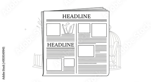 Newspaper Headline with Birdcage and Cage - Freedom Concept