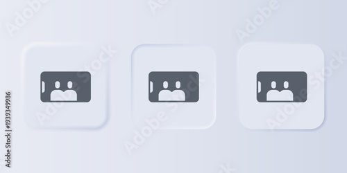 Grey Selfie on mobile phone icon isolated on grey background. Romantic self portrait, young friends taking selfie photo at smartphone. Set icons in square buttons. Vector