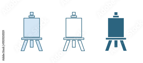 Blue Wood easel or painting art boards icon isolated on white background. Vector