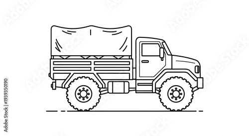Large truck with canvas cover.