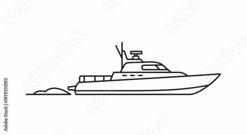Modern Yacht Boat Sailing Water.