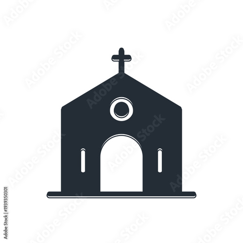Black Church building icon isolated on white background. Christian Church. Religion of church. Vector