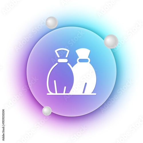 White Garbage bag icon isolated on white background. Blue and purple gradient circle background. Vector