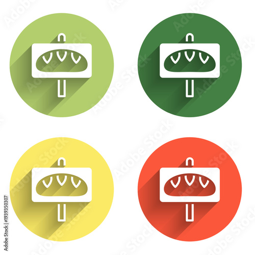 Set Donation food icon isolated with long shadow background. Color circle button. Vector