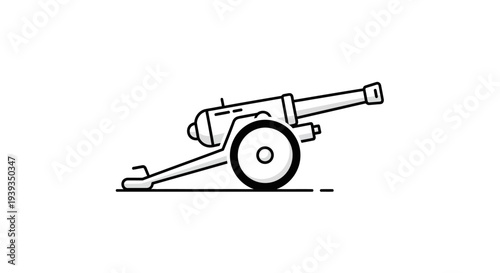 A large old cannon on wheels.