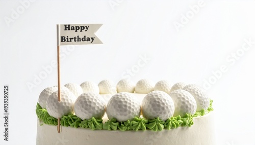 Wallpaper Mural "Birthday cake decorated with golf ball-shaped confections, green frosting grass, and small flag reading Happy Birthday." Torontodigital.ca