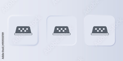 Grey Taxi car roof icon isolated on grey background. Set icons in square buttons. Vector