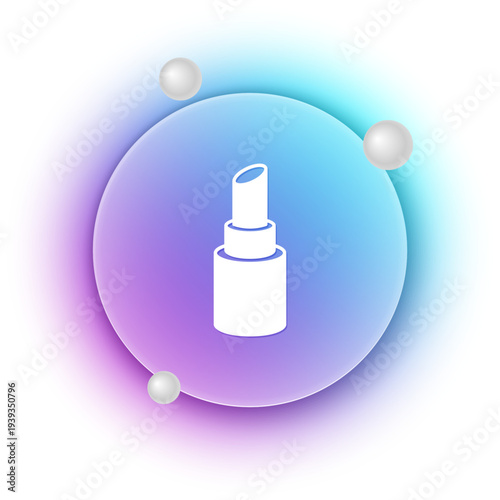 White Lipstick icon isolated on white background. Blue and purple gradient circle background. Vector