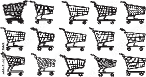 Shopping carts collection isolated on white background flat design vector illustration scalable graphic