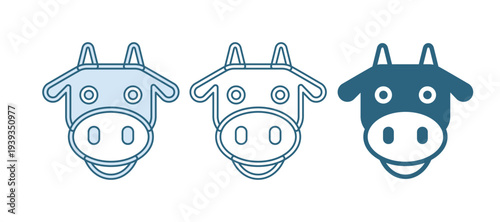 Blue Cow head icon isolated on white background. Vector
