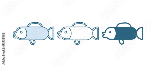 Blue Puffer fish icon isolated on white background. Fugu fish japanese puffer fish. Vector