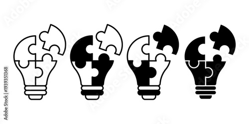 Problem And Solution Concept With Puzzle Thinking Strategy And Business Idea Icons