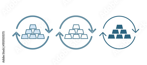 Blue Gold exchange money icon isolated on white background. Money changer. Vector