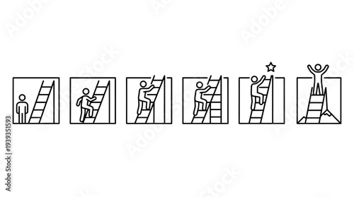 collection of ambition ladder, minimal thin icon vector set , white background , PNG and SVG isolate